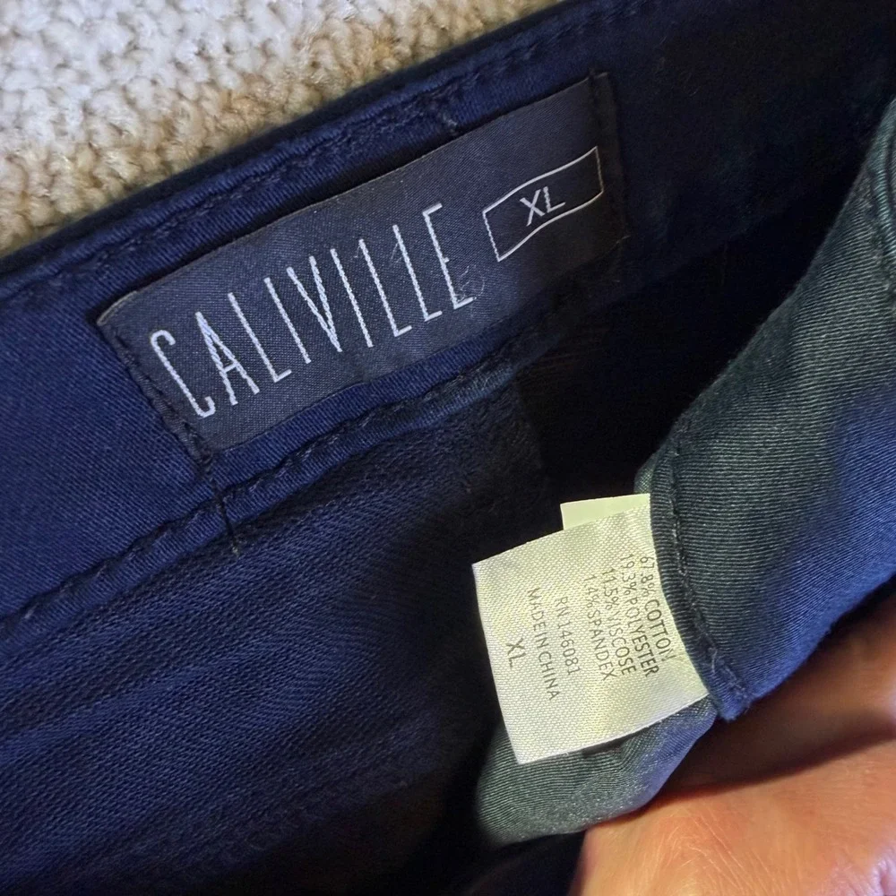 Caliville Shorts Mens XL Navy Blue Stretch Flat Front Chino 6.5" Inseam NEW - Picture 3 of 6